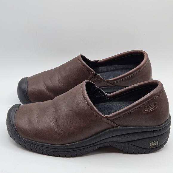 Keen oil & slip resistant non-marking brown leather clog size 7.5 - Picture 9 of 16